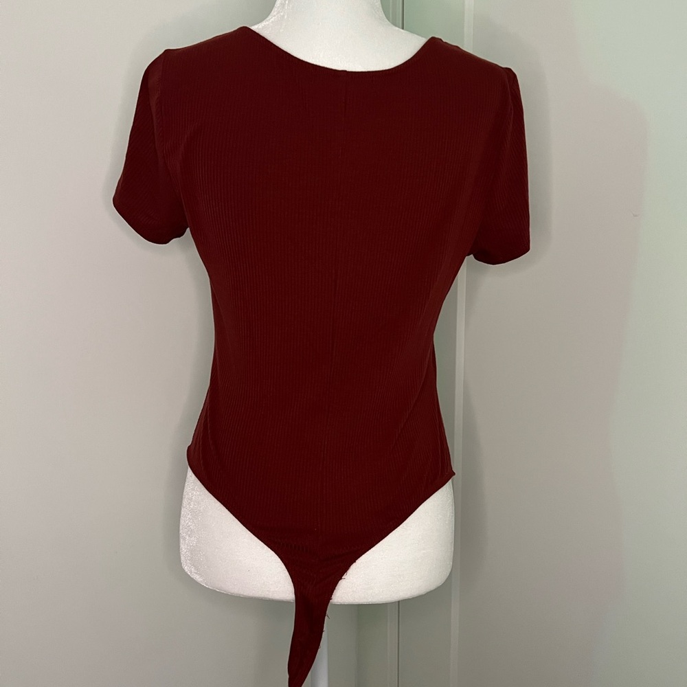 Maroon Ribbed Bodysuit - Picture 2 of 2